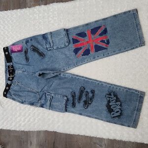 Bratz Pretty 'N' Punk Spray Paint Denim Cargo Pants